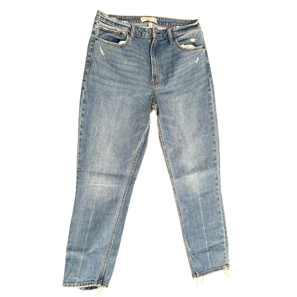 Abercrombie Curve Love The Skinny High Rise Ankle Jeans Raw Hem Size 30 / 10 R